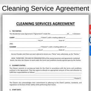 Editable Cleaning Service Agreement
